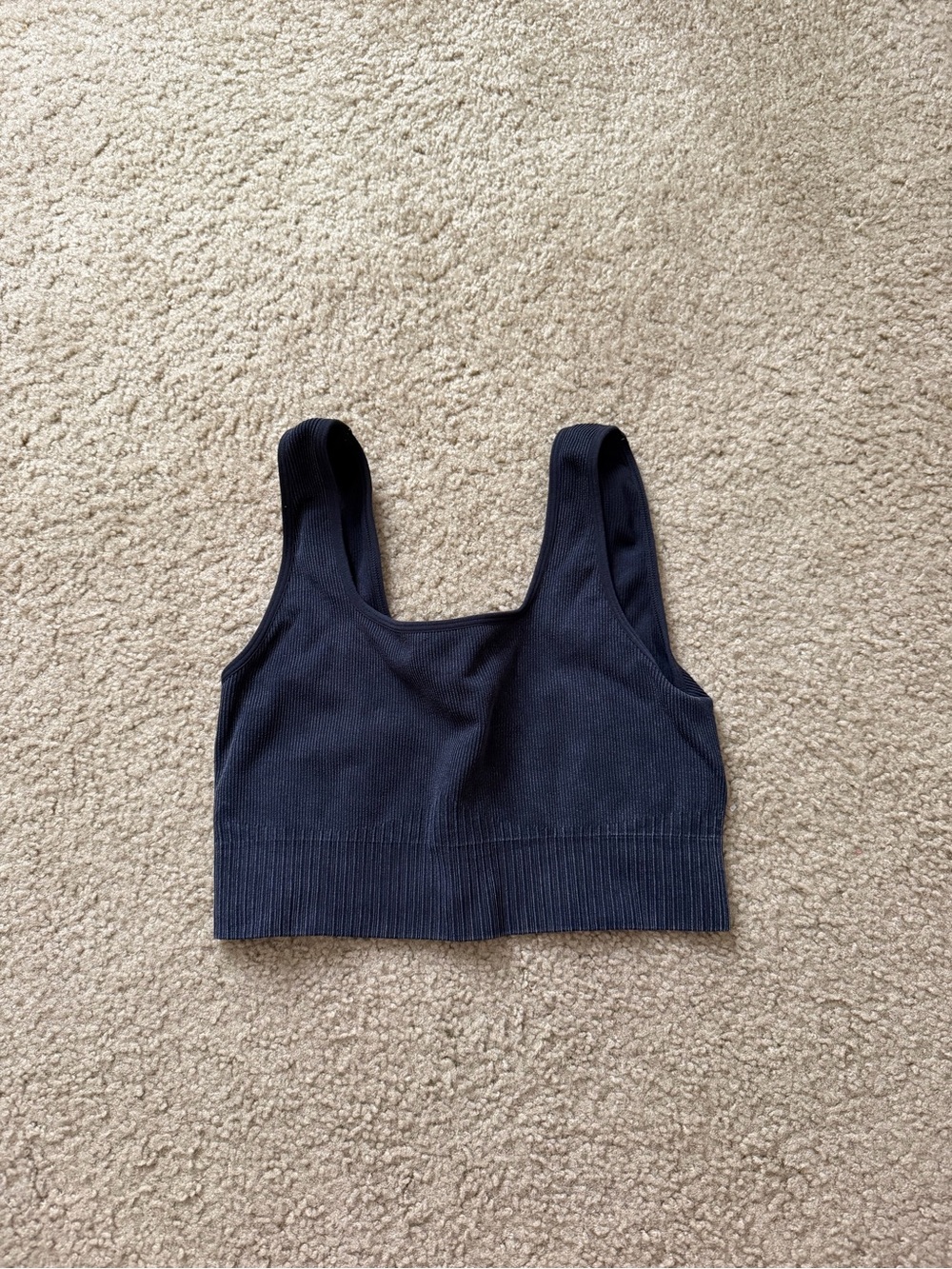 Black Ribbed Crop Tank Top Bra